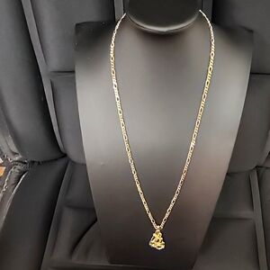 24" 925 SILVER NECKLACE WITH NUGGET MEDALLION